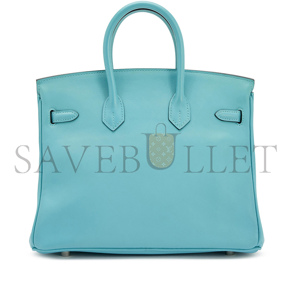 H**mes master birkin 25 swift leather macaroon blue lining 3q pink silver buckle h049362ck15 (25*20*13cm)